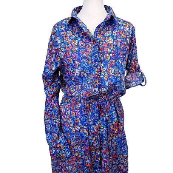 VILEBREQUIN Geometric Cotton Shirtdress Womens L Multi Turtle Shell Print Resort - Picture 6 of 16